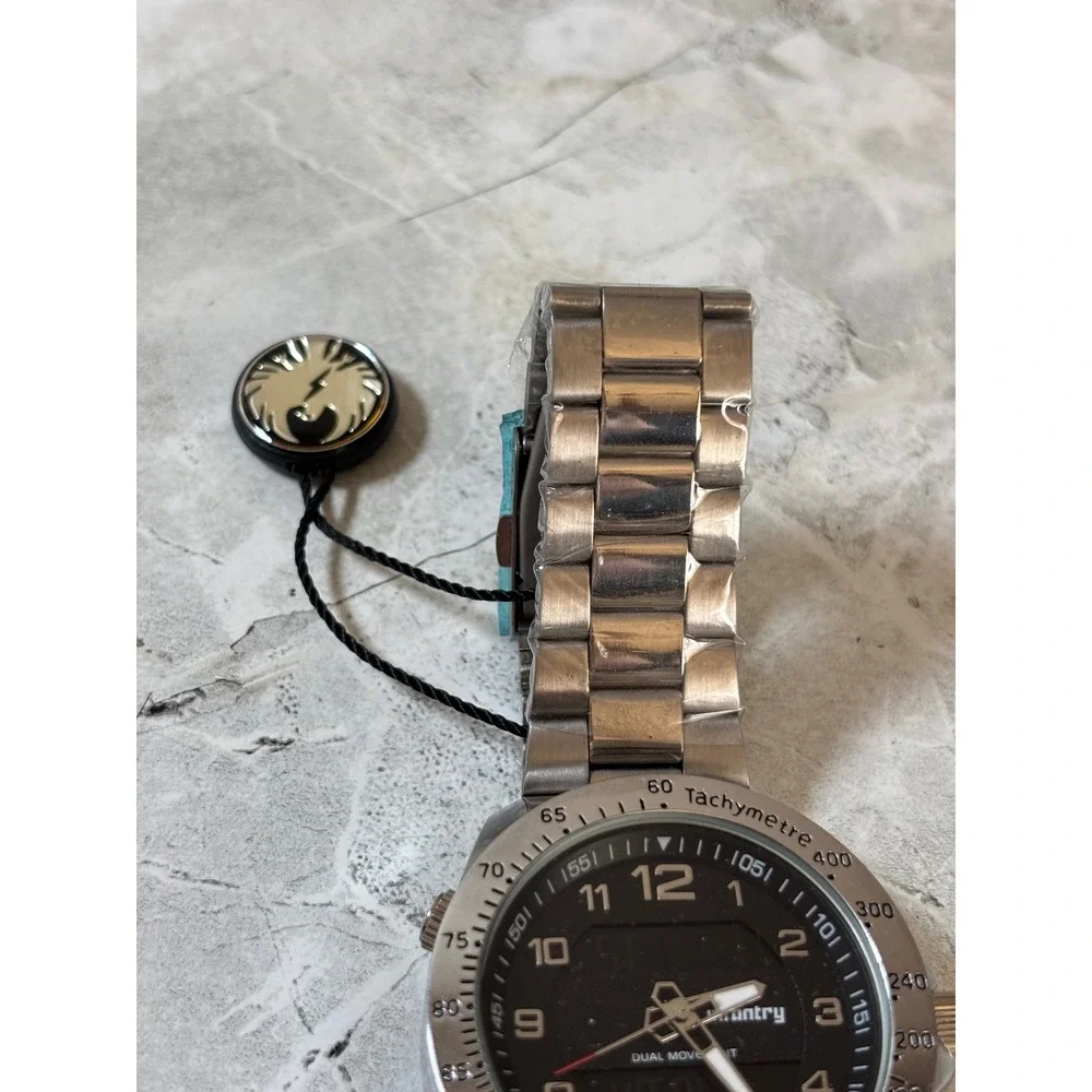 Infantry Co Mens Dual‎ Movement Analog Digital Watch Stainless Steel Tachymeter